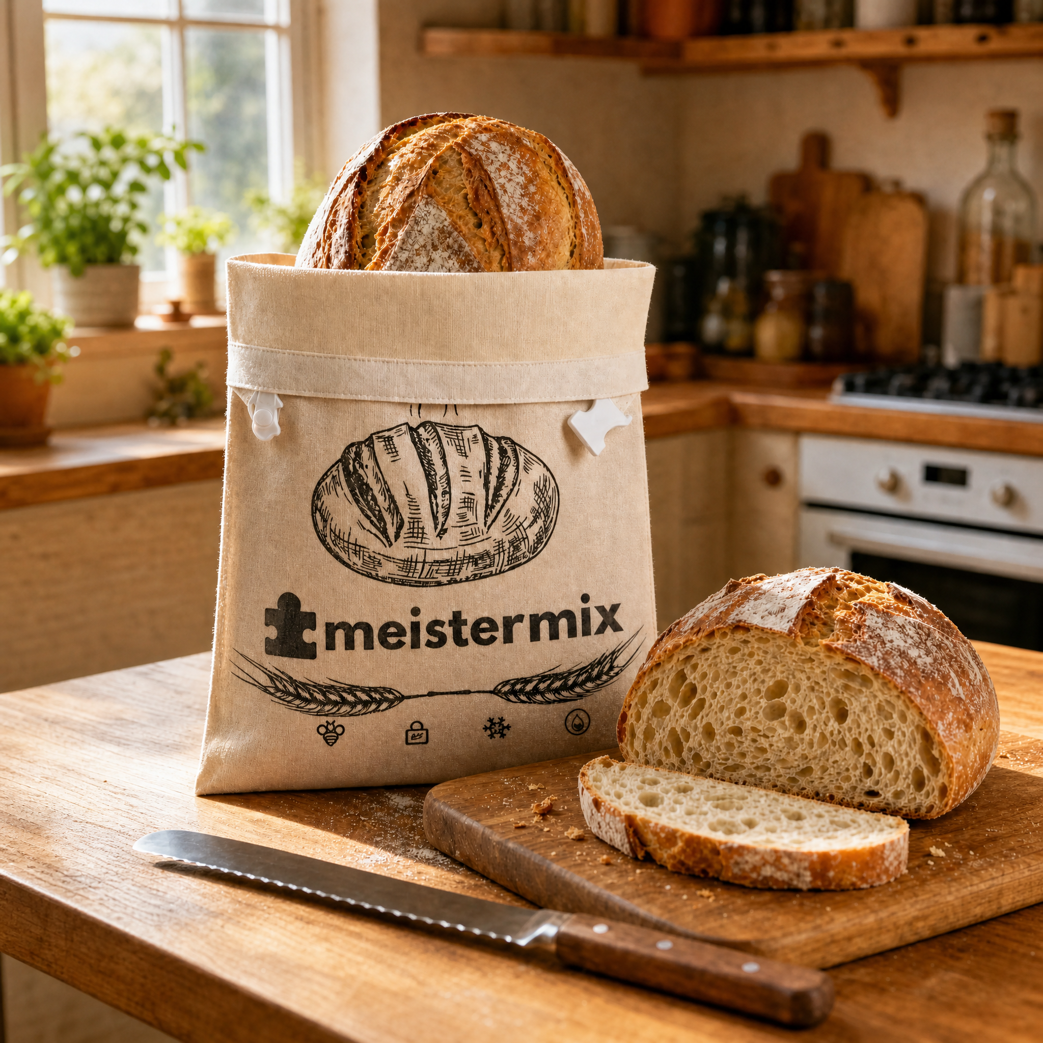 Bienenwachs Brotbeutel, der Brot bis zu 3× länger frisch hält