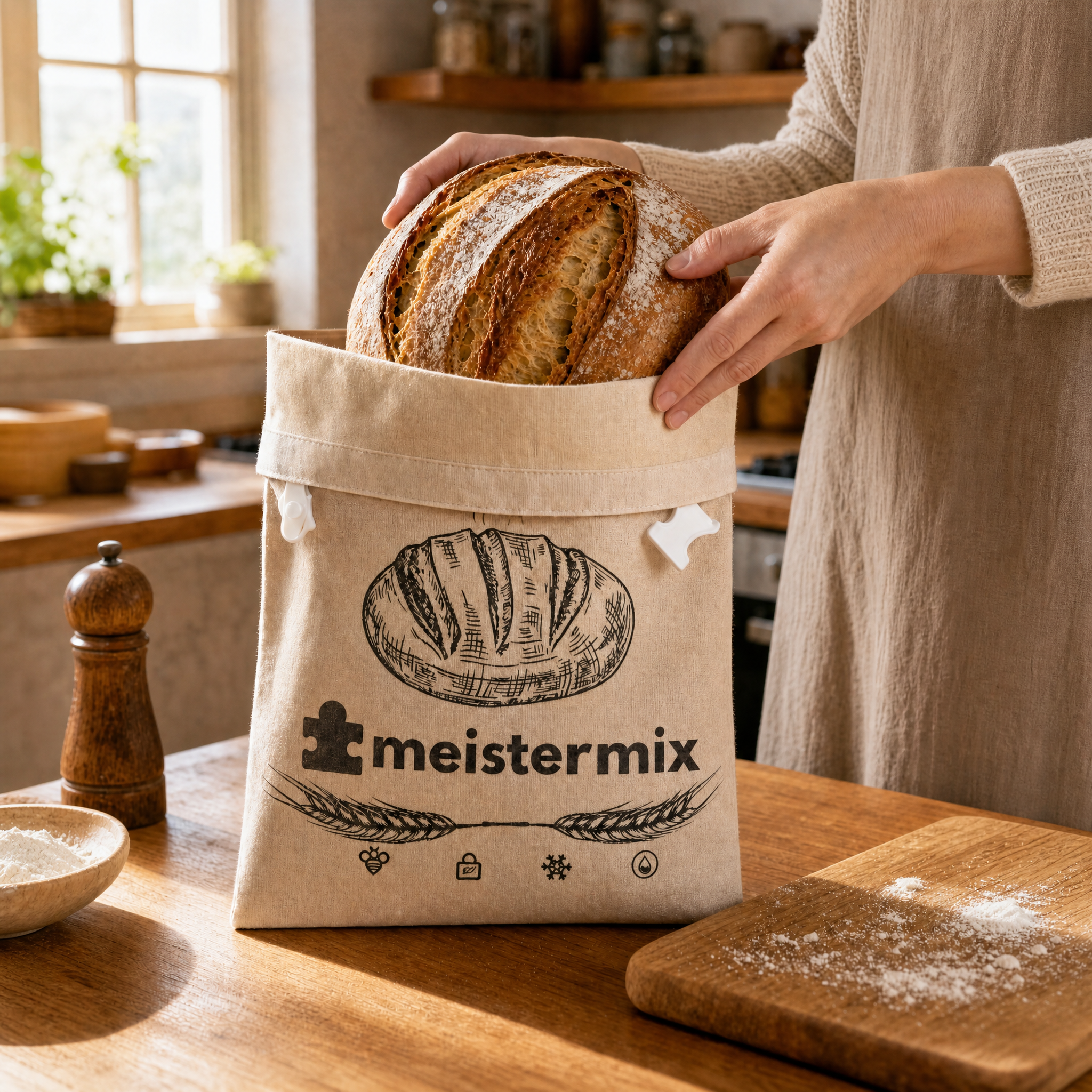 Bienenwachs Brotbeutel, der Brot bis zu 3× länger frisch hält