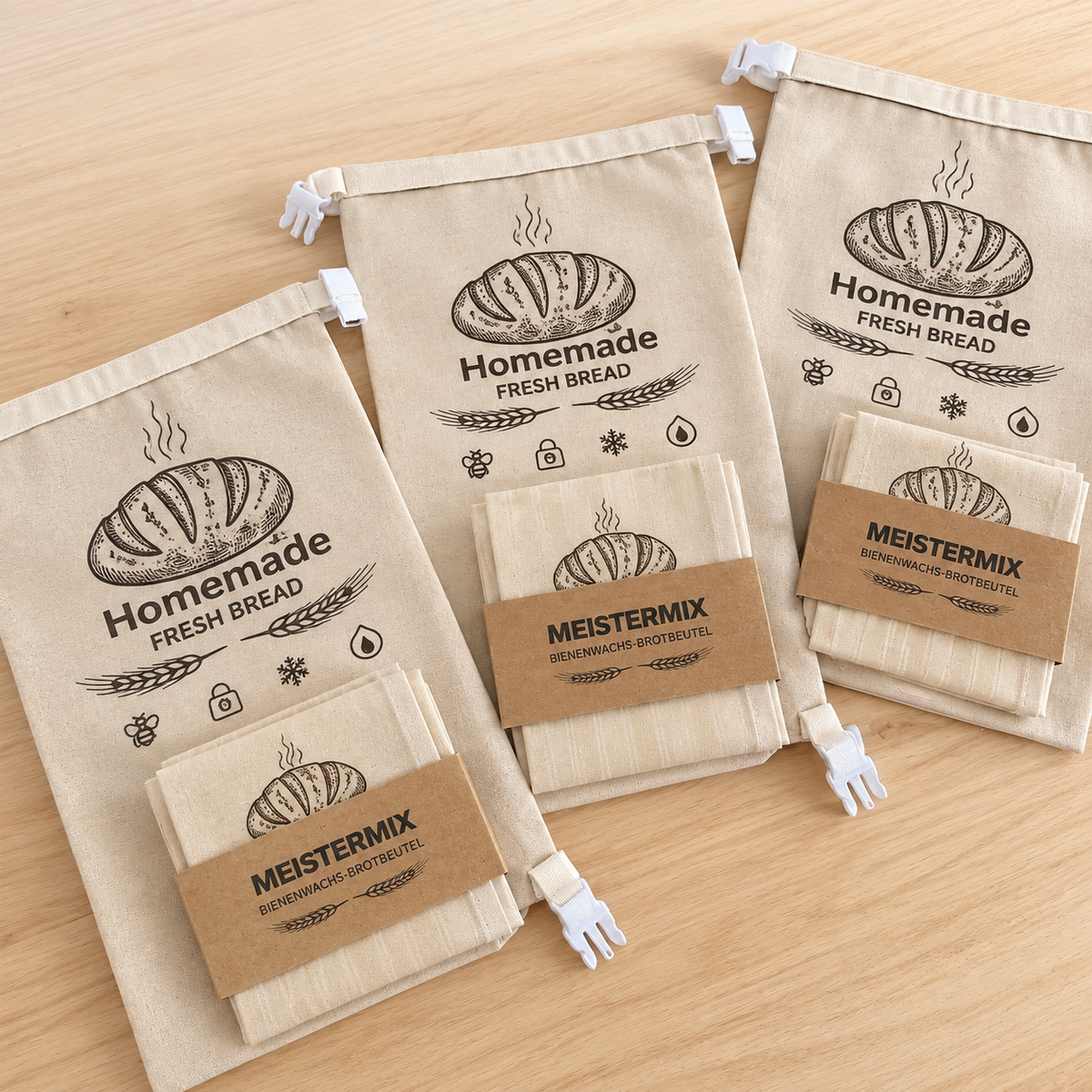 Bienenwachs Brotbeutel, der Brot bis zu 3× länger frisch hält