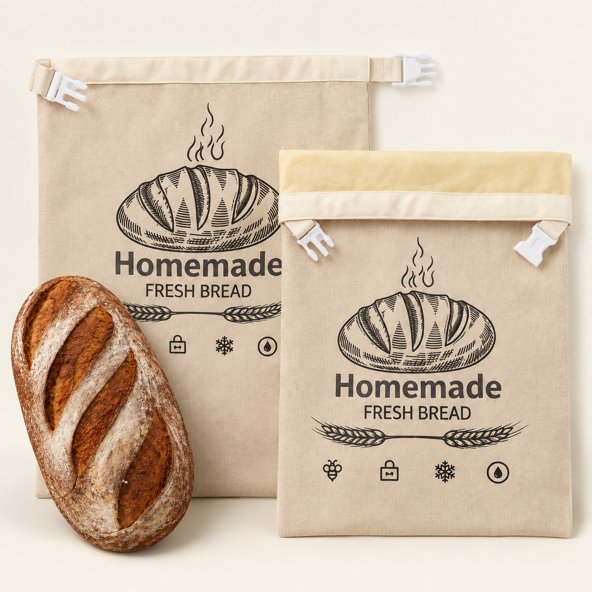 Bienenwachs Brotbeutel, der Brot bis zu 3× länger frisch hält